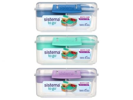 Sistema® TO GO™ Tříkomorová krabička s nádobou na jogurt a 2 tácky 1,25 l, mátová