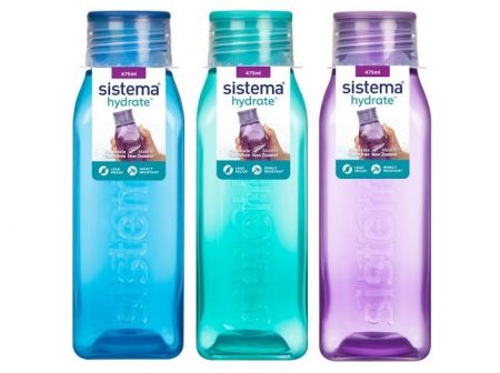 Sistema® Hydrate™ Láhev Square šroubovací víčko 475 ml, mix barev