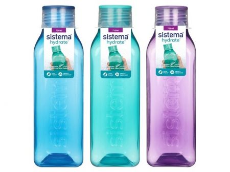 Sistema® Hydrate™ Láhev Square šroubovací víčko 725 ml, mix barev