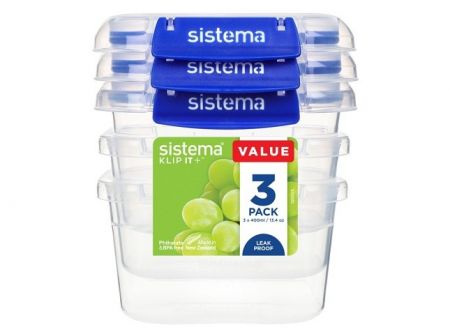 Sistema® KLIP IT PLUS™ Krabička na potraviny sada 3 ks 2 klipy 400 ml