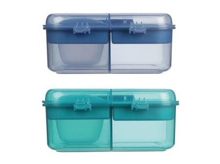 Sistema® Ocean Bound Bento Cube tříkomorová krabička s nádobou na jogurt a 2 tácky 1,25 l,