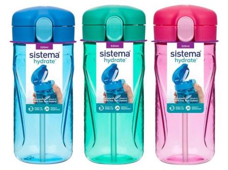 Sistema® Hydrate™ Láhev Quick Flip Top s brčkem 520 ml, mix barev