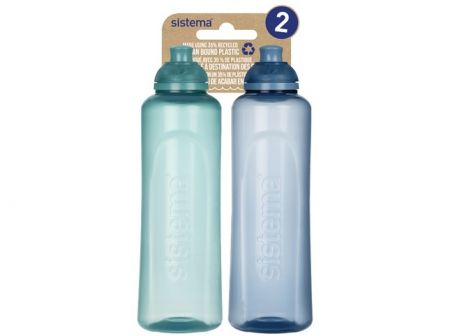 Sistema® Ocean Bound Láhev Swift Squeeze Twist ‘n’ Sip 480 ml 2 pack, mix barev