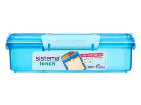 Sistema® Lunch™ Krabička na svačinu s 2 oddělenými přihrádkami 975 ml, modrá