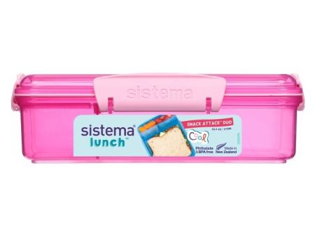 Sistema® Lunch™ Krabička na svačinu s 2 oddělenými přihrádkami 975 ml, růžová