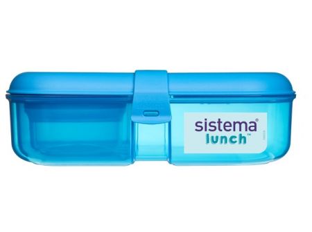 Sistema® Lunch™ Tříkomorová krabička na oběd s nádobou na jogurt 1,1 l, modrá