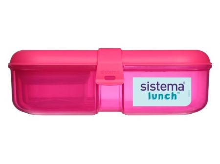 Sistema® Lunch™ Tříkomorová krabička na oběd s nádobou na jogurt 1,1 l, růžová