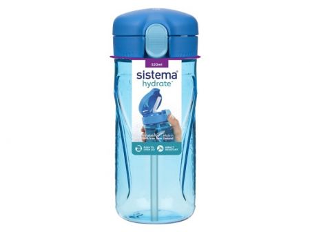 Sistema® Hydrate™ Láhev Quick Flip Top s brčkem 520 ml, modrá