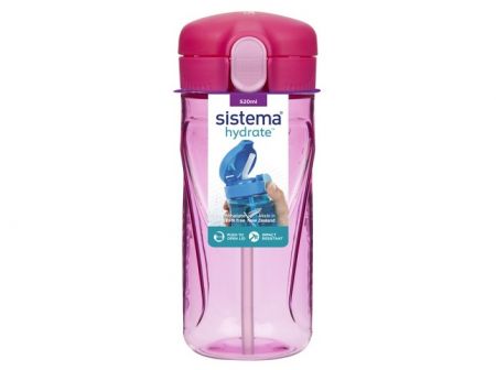 Sistema® Hydrate™ Láhev Quick Flip Top s brčkem 520 ml, růžová