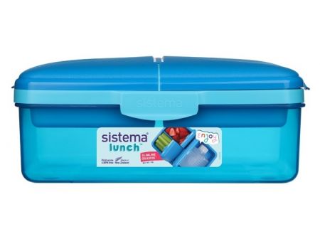 Sistema® Lunch™ Krabička Quaddie 1,5 l se 3 výklopnými přihrádkami ve víku a s lahví na pi