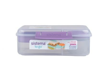 Sistema® TO GO™ Tříkomorová krabička s nádobou na jogurt a 2 tácky 1,65 l, fialová