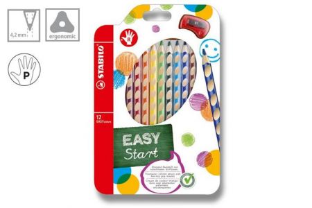 Pastelky Stabilo EASYcolors  pro praváky 12ks + ořezávátko