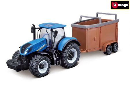 Bburago 1:50 Farm Traktor New Holland s vlečkou pro koně