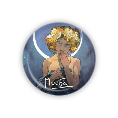 Kovový otvírák Alfons Mucha - Luna, o 5,8 cm