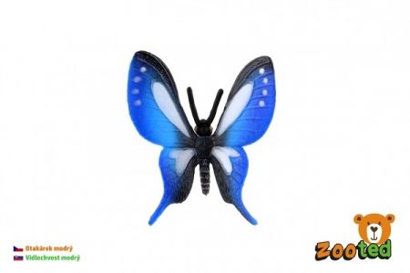 Motýl tropický Papilio/otakárek modrý zooted plast 5cm v sáčku