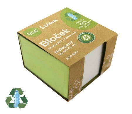 Bloček KOSTKA bílá 80 x 80 x 53mm, nelepená ECO LUMA