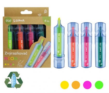 Zvýrazňovač ECO LUMA neon 4ks sada