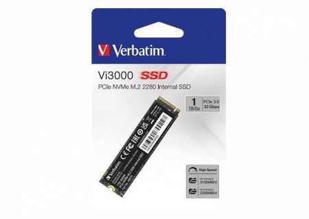 Interní paměť SSD &quot;Vi3000“, 1TB, PCIe NVMe M2, 3300/1300 MB/s, VERBATIM 49375