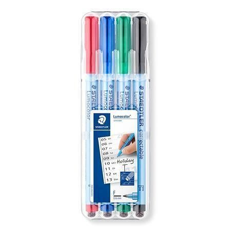 Popisovač &quot;Lumocolor 305 F&quot;, 4 barvy, sada, nepermanentní, OHP, STAEDTLER