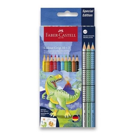 Pastelky Faber-Castell Colour Grip Dinosaurus souprava, 13 ks