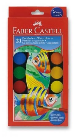 Vodové barvy Faber-Castell 21 barev, průměr 30 mm