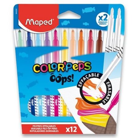 Dětské fixy Maped Color&#39;Peps Oops sada 12 barev + 2 zmizíky