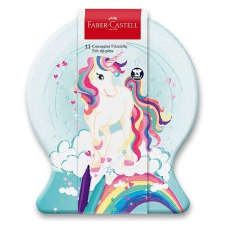 Dětské Fixy Faber-Castell Connector Unicorn sněhová koule, 33 ks