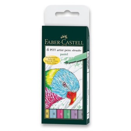 Popisovač Faber-Castell Pitt Artist Pen Brush 6 ks, pastelové barvy