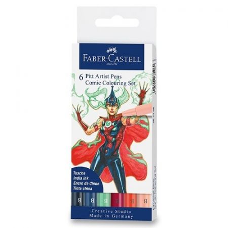 Popisovač Faber-Castell Pitt Artist Pen Comic mix barev, 6 ks