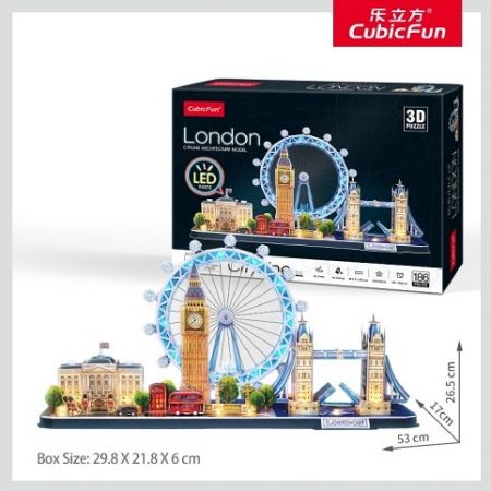 Puzzle 3D s LED Noční edice: Londýn 186 dílků