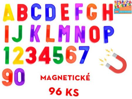 Magnety písmena a číslice 96ks v krabičce