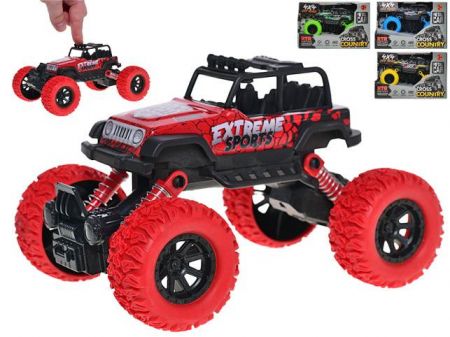 Auto 4x4 off-road 16,5cm kov zpětný chod 4barvy v krabičce