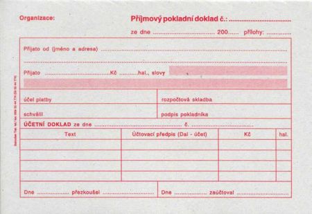 Doklad příjmový pokl. i pro PÚ A6, 50l /ET030/