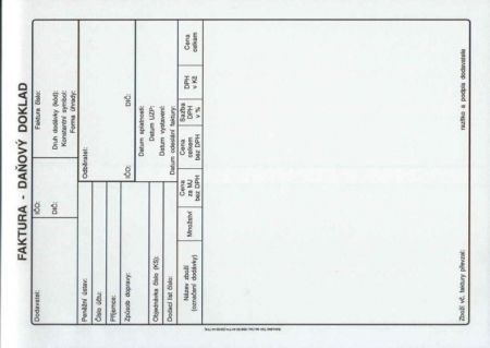 Faktura A5-daňový doklad, propis., /PT199/