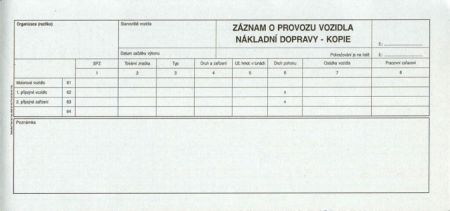 Záznam o prov.vozidel ND 2/3A4-alonž, 50l /ET220/