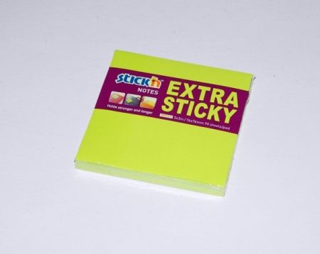 Bloček samolepící Extra Sticky, 76x76 mm, 90 lístků, neon zelený /21672/