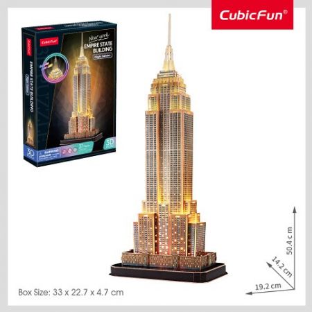 CubicFun - Puzzle 3D s LED Noční edice: Empire State Building 37 dílků