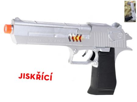 Pistole 26cm jiskřící na setrvačník na kartě