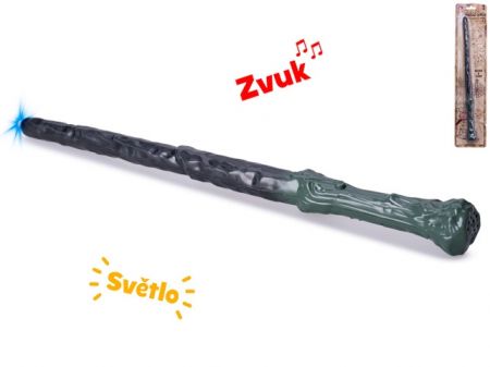 Hůlka kouzelnická 36cm zelená na baterie se světlem a zvukem na kartě