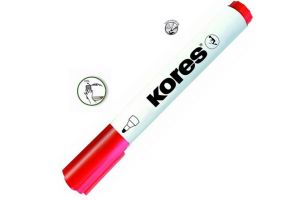 KORES K-MARKER Popisovač na bílé tabule a flip charty, kulatý hrot 3 mm, červený
