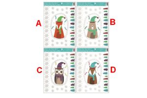 Okenní fólie oválky se zvířátky 38x30cm