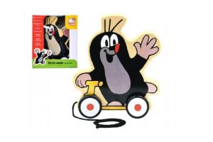 Krtek na kolečkách tahací dřevo 19cm