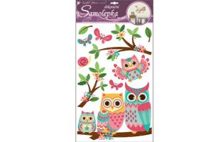 Samolepky na zeď sovy s glitry 50 x 32 cm