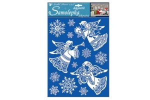 Samolepky andělé se sněhovým efektem 35 x 27,5 cm