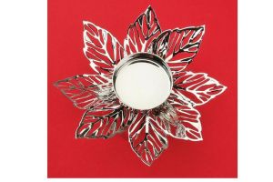 Kovový svícen stříbrný jemný květ 12cm na čajovou svíčku