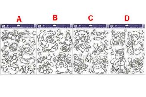 Předlohy na malování na sklo s vyvýšenou konturou vánoční 42x30cm