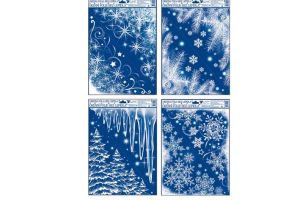 Okenní fólie rohová s glitry rampouchy, les, větve 38x30cm