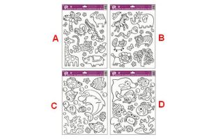 Předlohy na malování na sklo s vyvýšenou konturou ryby a zvířátka 4 druhy