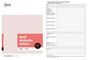 Deník zdvihacího zařízení, A4, 40 listů, OPTYS 1227