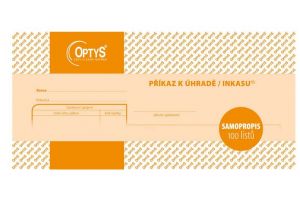 Příkaz k úhradě jednorázový, 21 × 10 cm, 100 listů, samopropisovací, OPTYS 1109